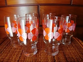 Amazon | 昭和レトロ ガラスコップ 6個セット 花柄 グラス